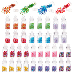 Nbeads 40 stücke 10 farben glas wünsche flasche anhänger dekorationen, mit Stern-Pailletten-Anhängern, für DIY Schmuckzubehör, Mischfarbe, 28x11 mm, Bohrung: 2 mm