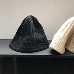 Chapeau cloche en tricot de fibres de polyacrylonitrile, bonnet d'hiver au crochet pour femme, noir, 550~560x230mm