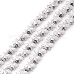 Electroplate Synthetic Non-magnetic Hematite Beads, Star, Platinum Plated, 7.5x7x3.5mm, Hole: 1mm, about 44~61pcs/strand, 11.02 inch(28cm)~15.55 inch(39.5cm)