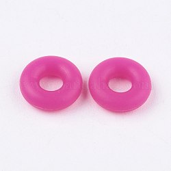 Perles de silicone, bricolage fabrication de bracelets, donut, fuchsia, 8x2mm, Trou: 3mm