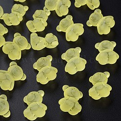 Abalorios de acrílico transparentes, esmerilado, oso, amarillo, 18.5x15.5x11mm, agujero: 2.5 mm, aproximamente 330 unidades / 500 g