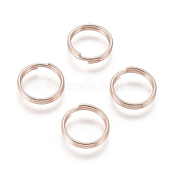 304 из нержавеющей стали разрезные кольца, кольца с двойной петлей, розовое золото , 12x2 мм, внутренний диаметр: 10 мм, одножильный: 1 мм