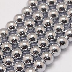 Класс а-магнитных синтетических гематитовых шариков, круглые, 8 мм, отверстие : 1 мм, около 52 шт / нитка, 16 дюйм