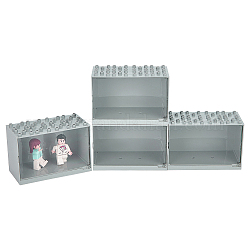 Vitrina rectangular de plástico apilable para minifiguras., cajas de juguetes a prueba de polvo para modelos, bloques de construcción, expositor de muñecas, plata, 5.1x10.3x7 cm