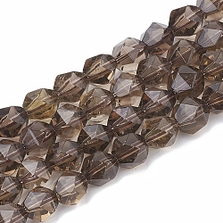 Natürlichen Rauchquarzperlen Stränge, sternförmige runde Perlen, facettiert, 6~7x5~6 mm, Bohrung: 1 mm, ca. 59~61 Stk. / Strang, 14.2~14.6 Zoll