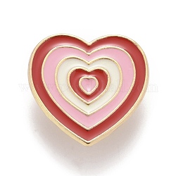 Broche en émail coeur, badge en alliage créatif pour les vêtements de sac à dos, or, rouge, 24x23x1.5mm