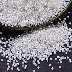 Perles miyuki delica, cylindre, Perles de rocaille japonais, 11/0, (db0066) cristal ligné blanc ab, 1.3x1.6mm, Trou: 0.8mm, environ 10000 pcs / sachet , 50 g / sac