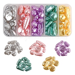 Cuentas de perlas de imitación de plástico abs de 50g y 5 colores, pepitas, color mezclado, 10~27x7~18x5~15mm, agujero: 1.2~1.8 mm, 10 g / color