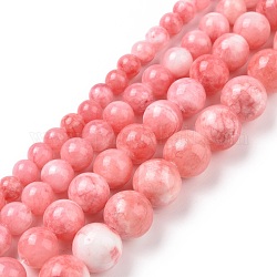 Chapelets de perles en jade persan naturel, teinte, ronde, rose, 10mm, Trou: 1mm, Environ 38 pcs/chapelet, 16 pouce