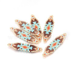 Miyuki & toho link di perline giapponesi fatti a mano, modello telaio, forma di navetta, colorato, 50~52x13~14x1.7mm, Foro: 1.5 mm
