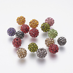 Abalorios de resina de Diamante de imitación, Grado A, redondo, color mezclado, 8mm, agujero: 2 mm
