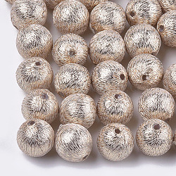 Perline rivestite in tessuto di filo di poliestere, con plastica abs dentro, tondo, navajo bianco, 16x17mm, Foro: 2 mm