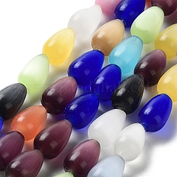 Chapelets de perles d'œil de chat en verre, larme, couleur mixte, 12x8mm, Trou: 1mm
