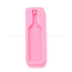 Stampi in silicone con ciondolo bottiglia, stampi per colata di resina, per la fabbricazione di gioielli in resina UV e resina epossidica, rosa caldo, 80x27x10.5mm, Foro: 4 mm, diametro interno: 73.5x19mm