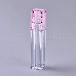 ボトルの空のプラスチック製エッセンシャルオイルロール  ふた付き  エッセンシャルオイルリップグロスボトル  ピンク  8.75x1.9x1.9cm  容量：6.5ミリリットル