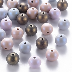 Perline acrilico verniciatura a spruzzo, tondo, colore misto, 10x9.5mm, Foro: 1.6 mm, circa 870pcs/500g