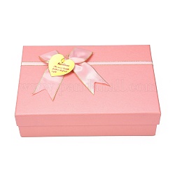 長方形の厚紙のギフトボックス  ちょう結びとふた付き  誕生日のために  結婚式  ベビーシャワー  ピンク  25.5x18x7cm