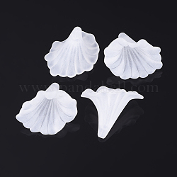 Colore bianco acrilico smerigliato perline fiore trasparenti, calla lily, tinto, bianco, 1-5/8x1-1/4x1-3/8 pollice (40.5x33x35 mm), Foro: 3 mm