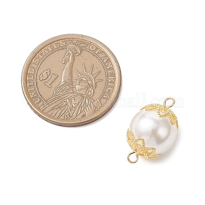 Подвески-соединители из белых круглых жемчужин PALLOY-JF04382-1