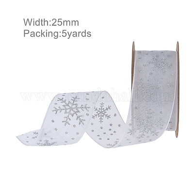 5 ярд полиэстеровой ленты с рождественским принтом SRIB-WH0074-01C-01-1