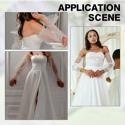 Съемные сетчатые рукава-буфы из полиэстера AJEW-WH0270-358-1