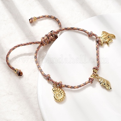 Браслеты с подвесками из нержавеющей стали серии Ocean 304 BJEW-K237-25A-G-1