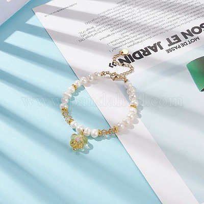 4шт 4 цветных браслета с подвесками в виде цветка лэмпворк набор BJEW-TA00177-1