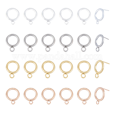 24 шт. 4 цвета фурнитура для сережек-гвоздиков из нержавеющей стали 304 STAS-FH0001-64-1