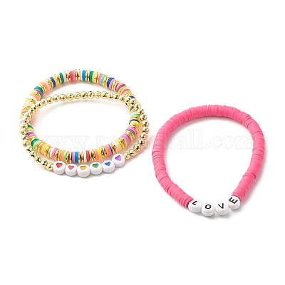 Wholesale Love Heart Beads Stretch Bracelets Set for Teen Girl Women 