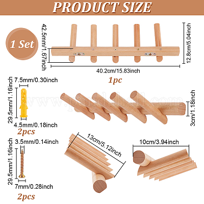 Крючок-вешалка из бука AJEW-WH0596-005-1