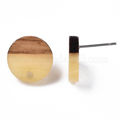 Серьги-гвоздики из смолы и ореха MAK-N032-007A-H05-1