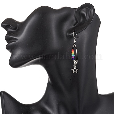 Серьги-подвески в форме звезд из нержавеющей стали Chakra 304 EJEW-JE06788-1