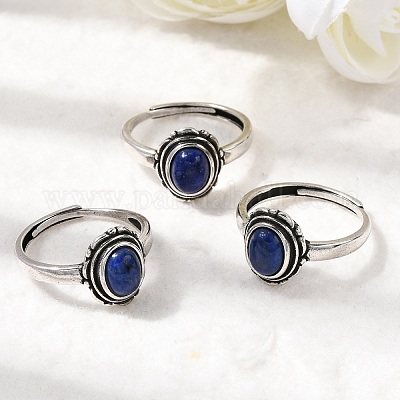 Природные лазурит кольца палец&nbsp;RJEW-A084-08AS-07-1