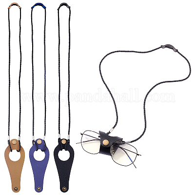 3шт. 3-цветный ремешок для очков из искусственной кожи с зажимом-держателем AJEW-CA0002-72-1