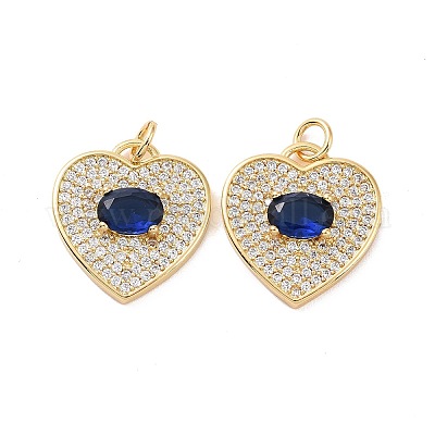Сердце латунные микро проложить кубического циркония подвески KK-G435-01G-06-1