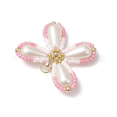 Подвески-бабочки из двухцветного стеклянного бисера PALLOY-MZ00563-01-1