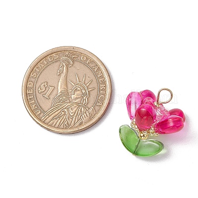 Подвески из латунного стекла с цветами PALLOY-MZ00630-04-1