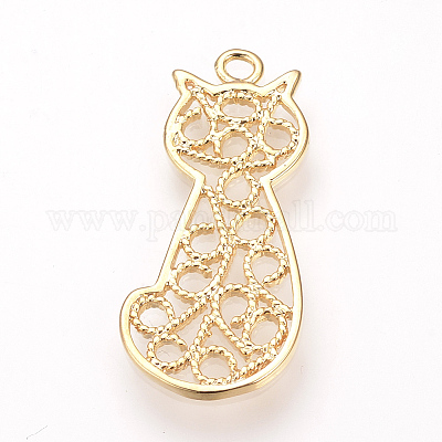 Кулоны с котенком из латуни&nbsp;LS-KK-R058-062G-1