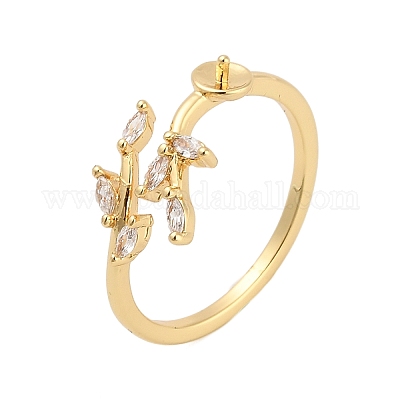 Оправы для колец из листовой латуни с микропаве из кубических цирконий KK-NH0009-03G-1