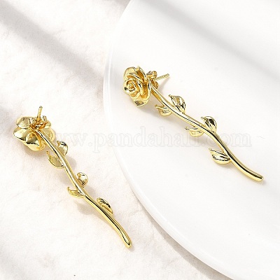 Серьги-гвоздики в виде цветка из латуни EJEW-P322-06B-G-1