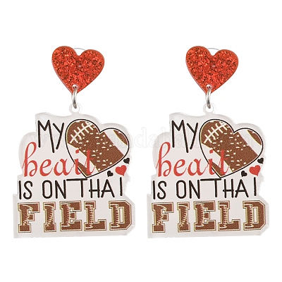 1 пара сережек-гвоздиков с леопардовым принтом в виде сердца для матери и спорта из акрила EJEW-FS0001-22C-1