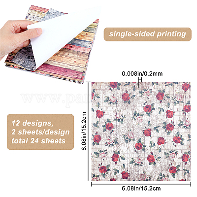 Patterned Paper Pad Scrapbook Paper Pack 24 Sheet Single-Sided Paper Collection Themed Decorative Page Album Background Cardstock Craft Paper, Mixed