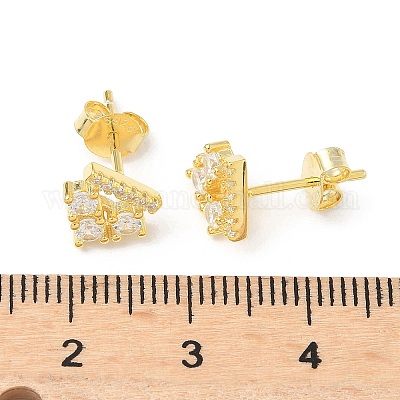 925 серьги-гвоздики из стерлингового серебра с прозрачным кубическим цирконием EJEW-Q032-01C-G-1