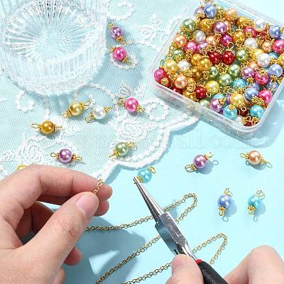 100 шт. 10 стиля круглые перламутровые стеклянные подвески-соединители с жемчужинами PALLOY-CJ00118-1