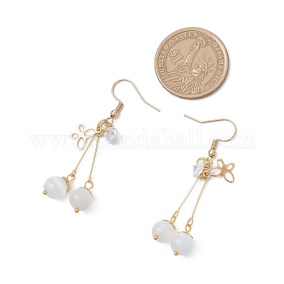 Серьги-подвески «кошачий глаз» из нержавеющей стали 304 EJEW-JE06498-01-1