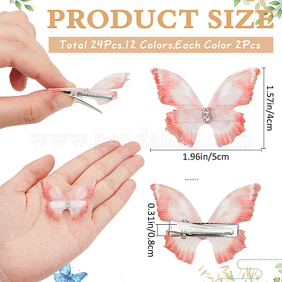 24 шт. 12-х цветная тканевая заколка для волос в виде бабочки из кожи аллигатора FIND-CP0002-47-1