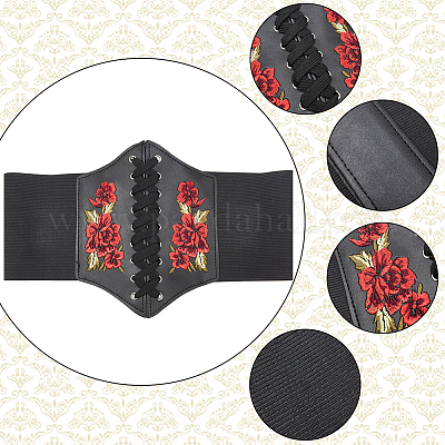 1 шт. широкий эластичный корсетный ремень из искусственной кожи AJEW-WR0002-01B-1