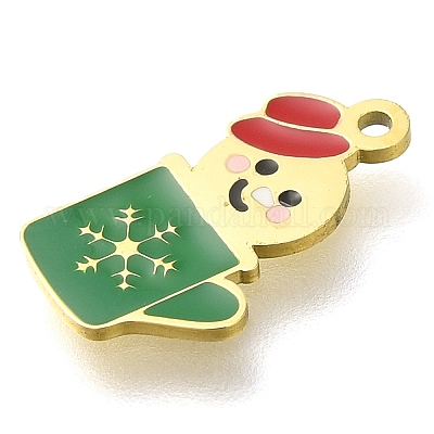 Эмалевые подвески из нержавеющей стали 304 с ионным покрытием (IP) на рождественскую тематику STAS-B075-36G-05-1