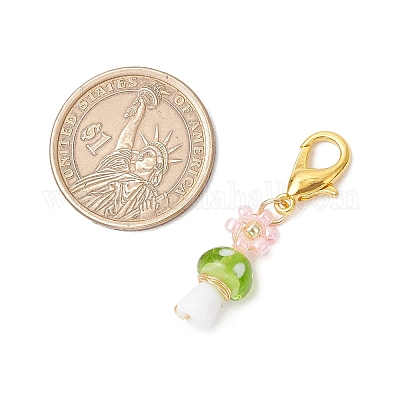 Подвески-бусины ручной работы в виде грибов и цветов HJEW-MZ00216-1