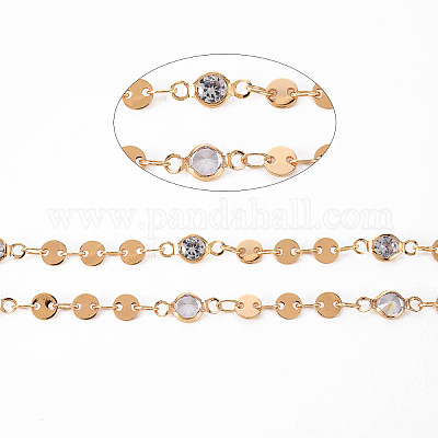 Цепочка ручной работы из латуни с плоскими пайетками CHC-S012-054-1